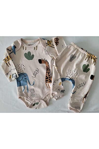 Necix's 6 Piece Safari Patterned Top and Bottom Set for Baby Boy
