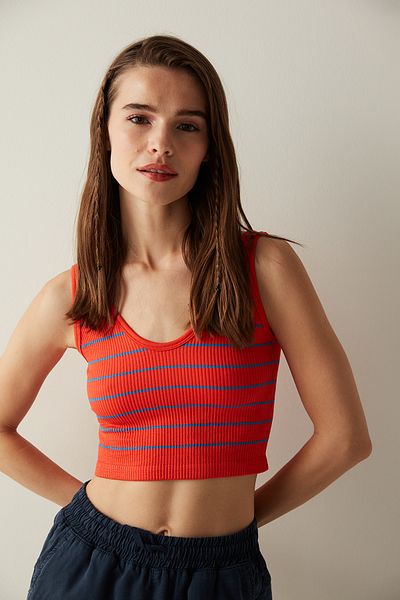 Penti Red Seamless Striped Top