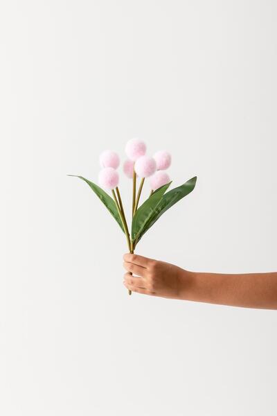 Güleç Yapay Çiçek Yapay Ponpon Çiçeği Pembe 35 Cm 7 Dal