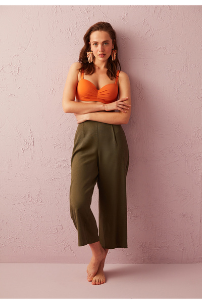 Penti Haki Keten Kumaşlı Lena Pantolon