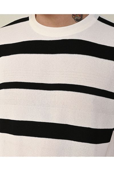 İLKCET MODA Υπερμεγέθη ριγέ Premium πλεκτό T-Shirt