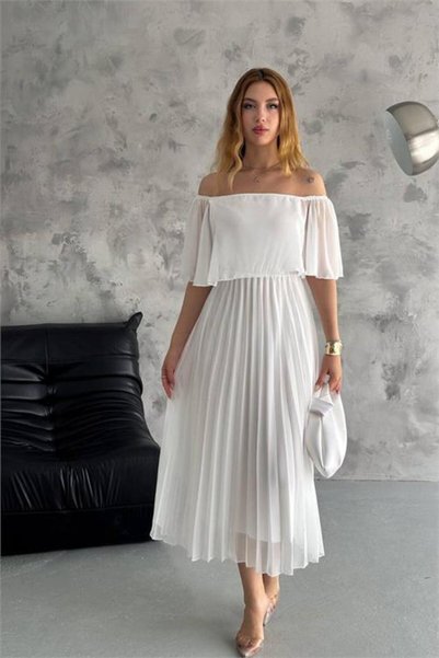 Dipmoda Rochie de damă din șifon plisat cu căptușeală DPK2099