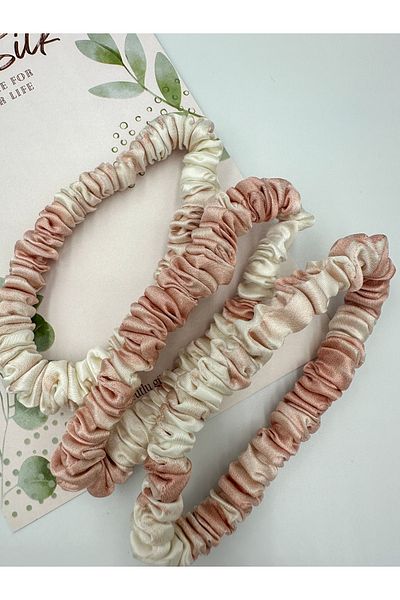 ICON SILK Set de 3 cleme de păr din mătase subțire (roz marmură)