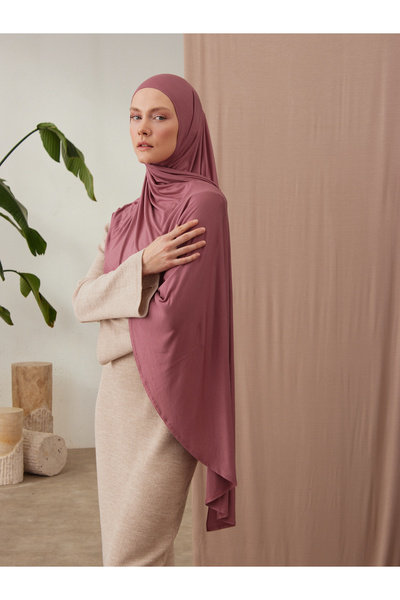 Femple Modest Premium Ρόδι Ροζ Τζέρσεϊ Σάλι - Ενήλικες, Ραμμένο Πηγούνι, Στιγμιαίο Hijab