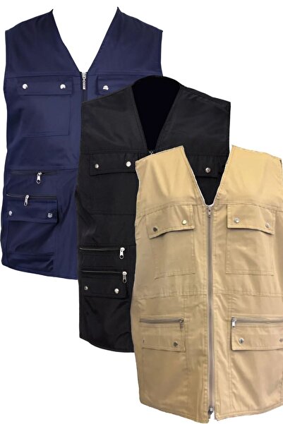 DostumGiyim سترة صياد رجالية - قماش صيفي، جيوب متعددة، ثلاث قطع مريحة