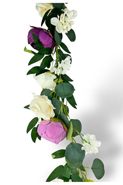 Nettenevime Artificial Flower Dangling and Blooming Peony Lilac Cream Eucalyptus Artificial Ivy Table Flower