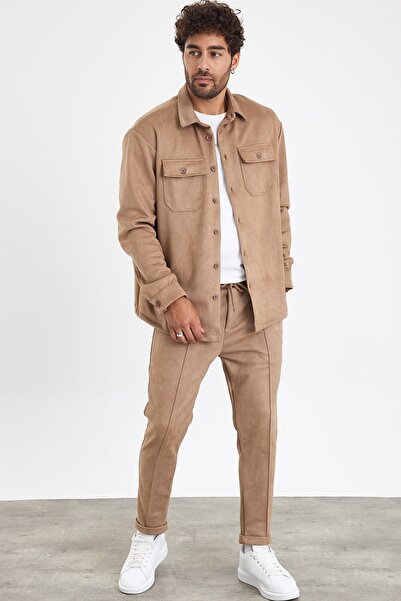 MADZEYMODA Új szezon férfi nadrág és ing 2 részes nerc velúr szett Mz0802