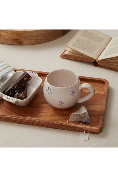 PINKU Ceramics Ceramic Handmade Chubby Floral Mug - Coffee and Tea Mug, 300 ml