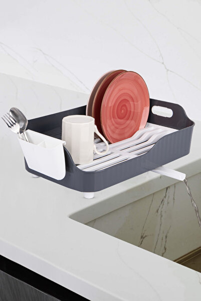 Lizzy Tezgah Üstü Lüks Tabaklık Bulaşıklık - Yönlendirilebilir Su Akıtma Kanallı Bulaşık Sepeti