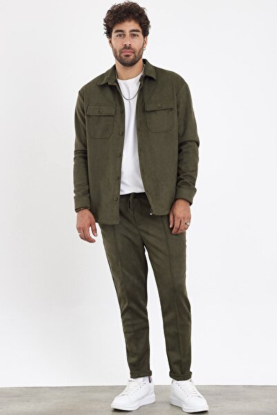 MADZEYMODA Новий сезон чоловічі штани і костюм Сорочка 2Li хакі зелений костюм Mz0802