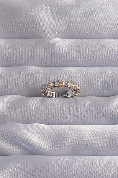 Skygo Brass Silver Color Zircon Stone Xoxo Model Adjustable Ring - Tj-Byk3275
