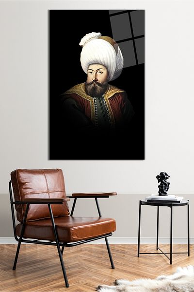 Vosevu Pictură din sticlă Osman Gazi Sultans, Decor modern pentru casă și birou, Decorare de perete cadou, Sticlă rezistentă la spargere