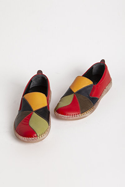 Dericlub Red Women's Casual Shoes - Comfortable Fit, Flexible Sole, Genuine Leather BR 04110