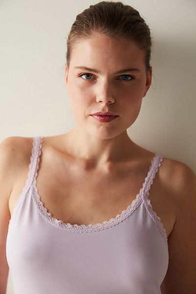 Penti Cotton Lace Detailed Pink Tank Top