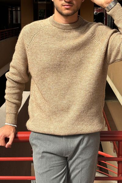 inpool High Quality Cotton Oversize Knitwear Sweater - Crew Neck Pltk07