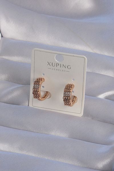 Skygo Xuping Rose Color Zircon Stone Embroidered Hoop Earrings - Tj-Bkp9362
