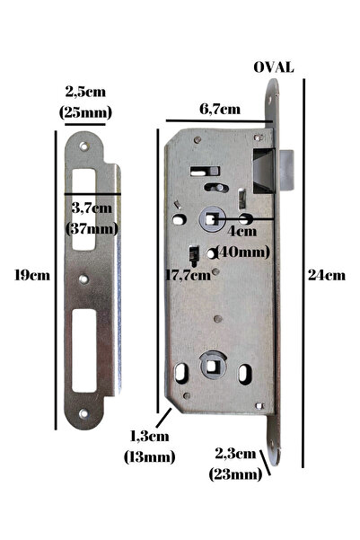 ÖZCANLAR KİLİT OVAL 40mm Gömme Sessiz İç Kapı ODA Kilidi (WC)(23mmx40mm)