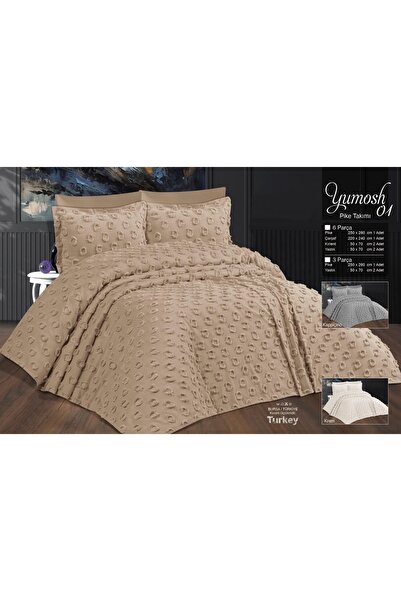 Çt Çeyizci Tekstil Çift Kişilik Yatak Örtüsü Gri 6 Parça Yatak Örtüsü Bedspread