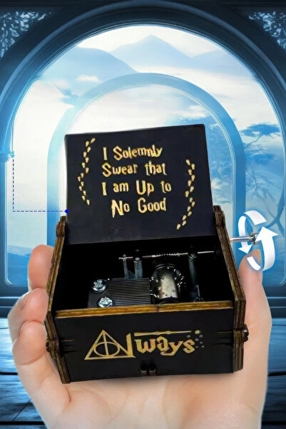ALFAGİFT Harry Potter Always Temalı Ahşap Işlemeli Mekanik Müzik Kutusu- Büyüleyici Ve Şık Hediye