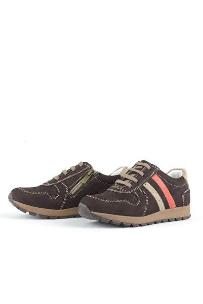 Rakerplus Genuine Leather Brown Boys' Sports Shoes