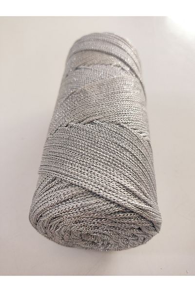 Engin TT Silver Color Glitter Macrame Strings Bag - 400Gr, 2mm, Runner, Supla Hobby String