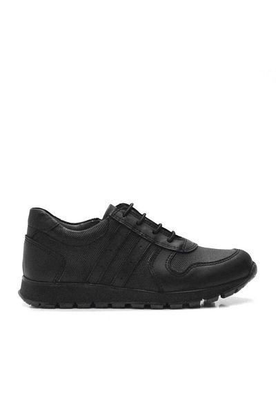 Rakerplus Pantofi de școală sport pentru băieți din piele naturală cu fermoar negru