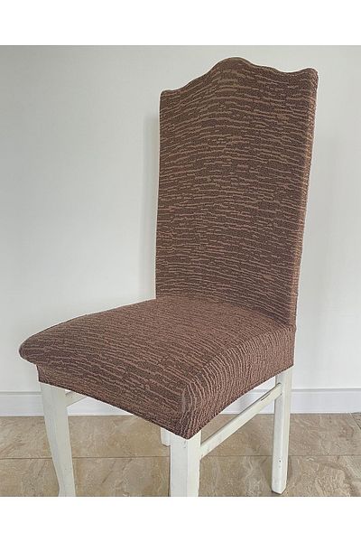 uzhanem Stretch Elastic Lycra ελαστικό κάλυμμα καρέκλας μονόχρωμο κάλυμμα καρέκλας ζακάρ (6 ΤΕΜ) Mink