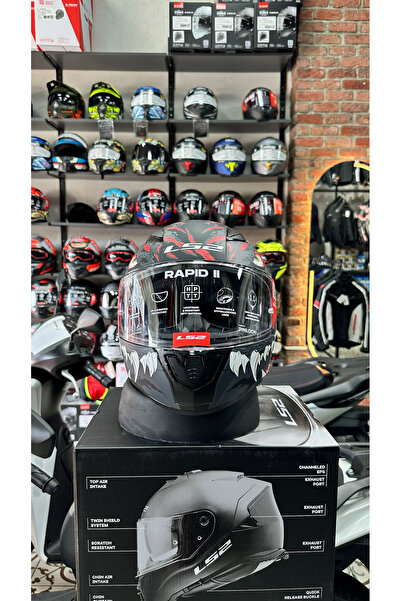 LS2 RAPID 2 KAIJU MAT SİYAH-KIRMIZI-BEYAZ KASK