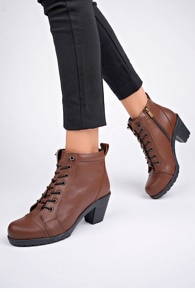 Deripabuc Brown Genuine Leather Women's Boots - Dp37-0858