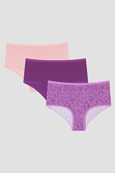 Penti Zebra Desenli 3lü Yüksek Bel Slip Külot