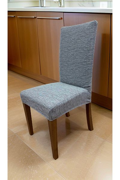 uzhanem Husă de scaun elastică elastică din Lycra Husă de scaun jacquard cu model simplu (6 buc.) Gri