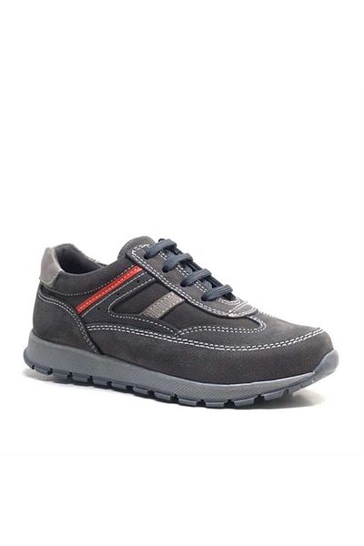 Rakerplus Pantofi sport pentru băieți din piele naturală gri cu șireturi