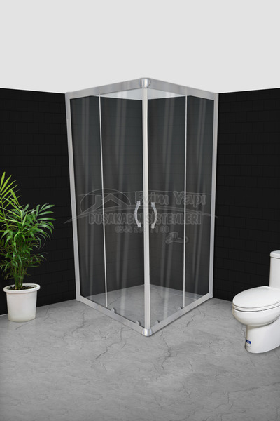 Evimduş Şeffaf Süper Lüks Çerçeve 5mm Yerli Şişe Cam Kare Duşakabin