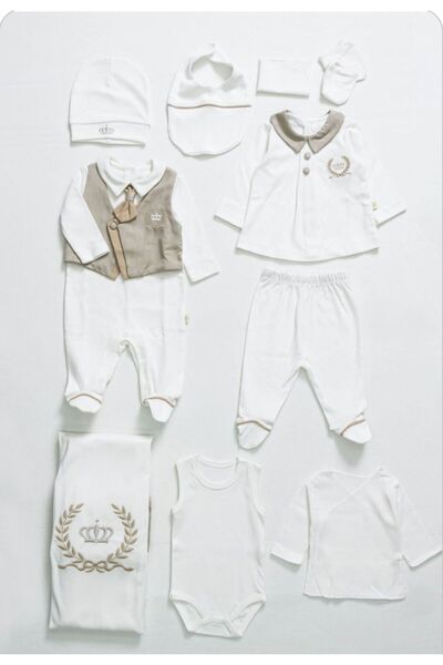 Erkek Bebek Premium 10'lu Organik Hastane Çıkışı Set