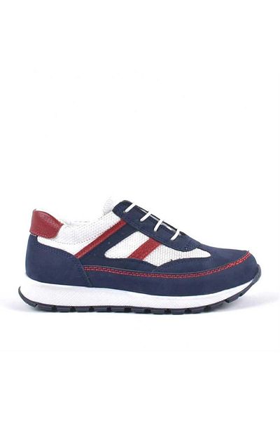 Rakerplus Genuine Leather Navy Blue Lace-up Boys' Sports School Shoes