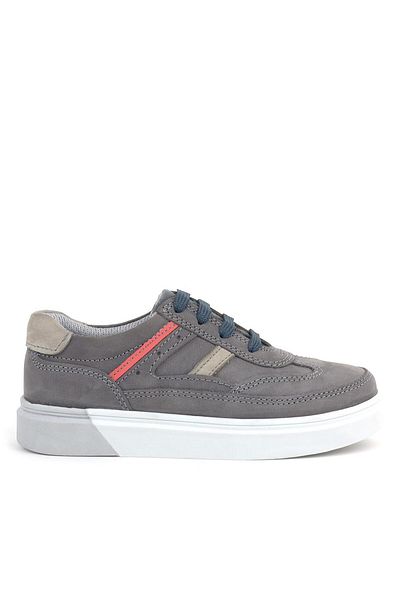 Rakerplus Gray Genuine Leather Lace-Up Boys' Sneakers