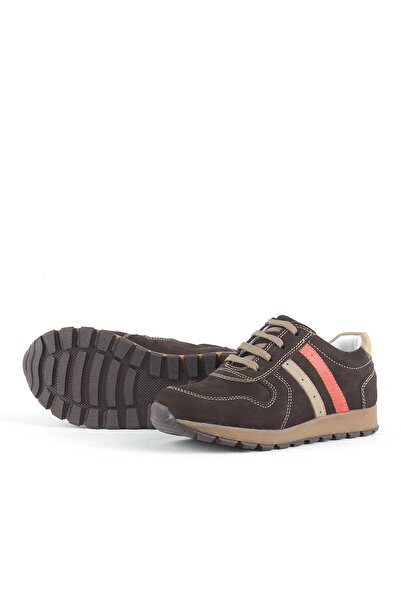 Rakerplus Genuine Leather Brown Boys' Sports Shoes