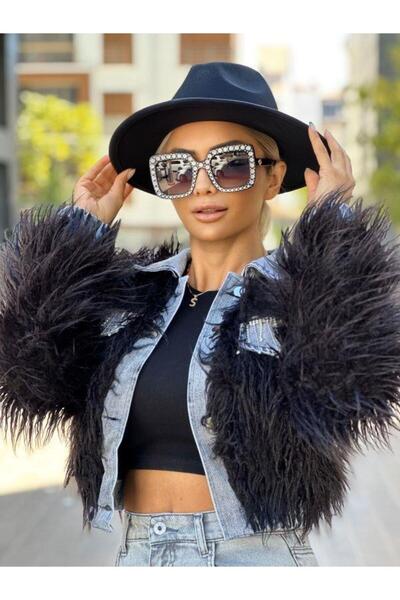 Robin 99444 Taşlı Peluş-Jean Mont Siyah