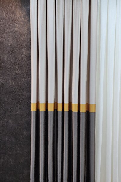 lissehome Vita Fon Perde Krem Gold Taş Vizon Renk