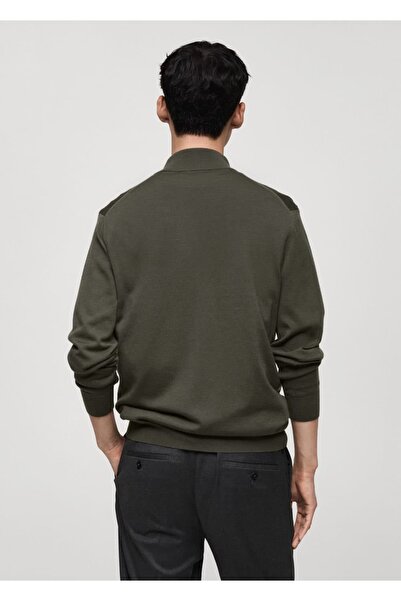 MANGO Man %100 Merino Yünlü Fermuarlı Yakalı Kazak