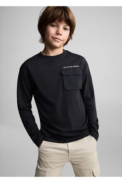 MANGO Kids Langärmliges T-Shirt mit Tasche