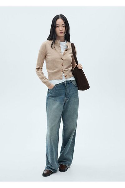 MANGO Woman Cardigan cu gât rotund cu nasturi