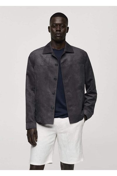 MANGO Man Suede Leather Look Jacket