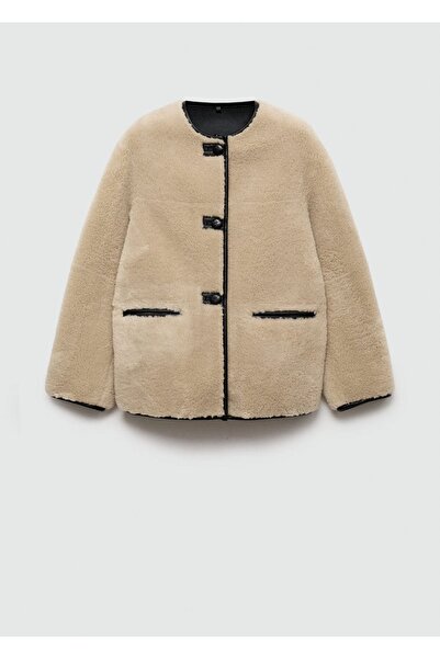 MANGO Woman Aplikeli Kürk Görünümlü Palto