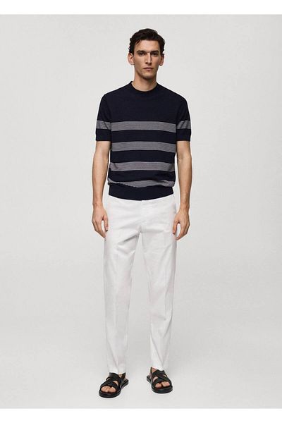 MANGO Man Gestreiftes T-Shirt aus Modal-Baumwollstrick