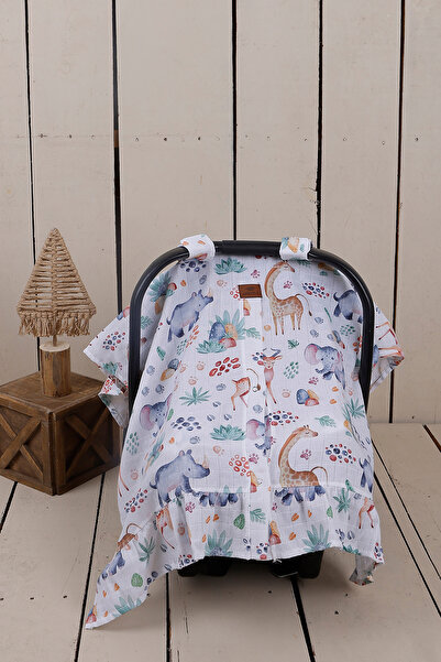 JUNİPERUS 2'li Fırfırlı Müslin Bebek Puset Örtüsü Puset Minderi Ortopedik Bel...