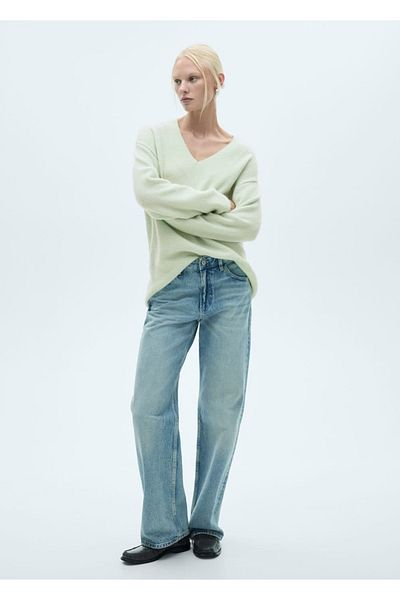 MANGO Woman Pulover supradimensionat cu guler ascutit