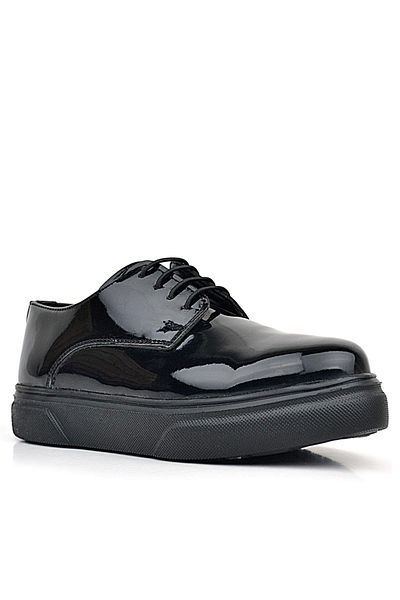 Rakerplus Black Patent Leather Derby - Children's Classic Shoes, Black Sole