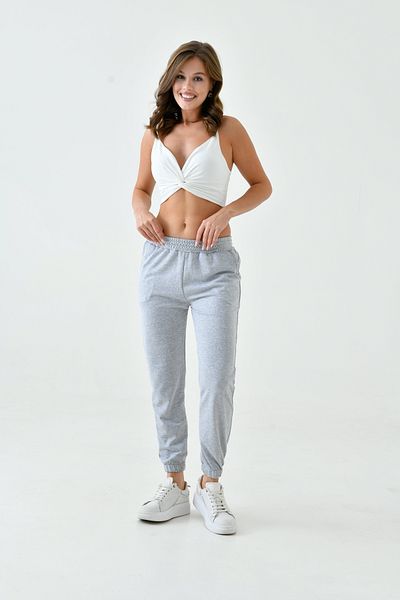 enmodaiçgiyim Γκρι γυναικείο αθλητικό παντελόνι Jogger
