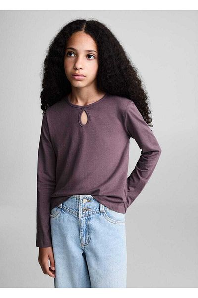 MANGO Kids Μακρυμάνικο βαμβακερό μπλουζάκι